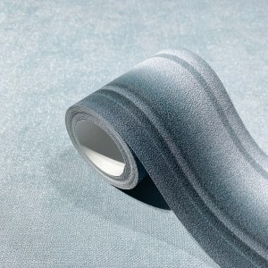 Blaue Marburg Bordüre mit Streifenmuster, gerollt.