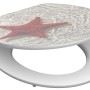 Schütte WC-Sitz Red Starfish mit Absenkautomatik, Holzkern, roter Seestern auf hellem Grund.
