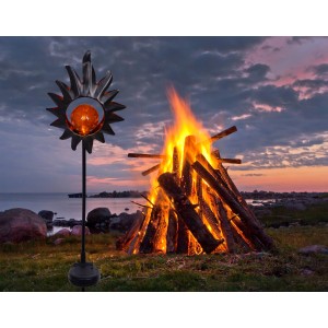 Näve LED Solar Erdspieß Sonne Kupfer, 93,5 cm, als Deko für den Garten.