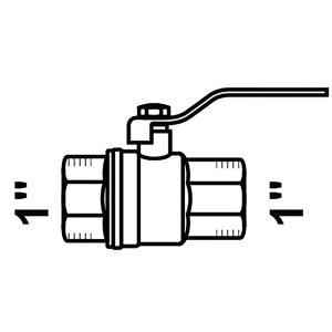Kirchhoff Kugelhahn Pressmessing 30,3 mm mit Innengewinde und Nickelbeschichtung.
