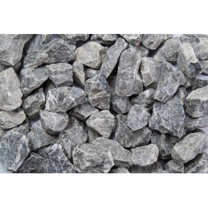 Grau-weißer Marmorbruch 25-50 mm, Zierkies für Garten, Steingarten oder als Wegmaterial.
