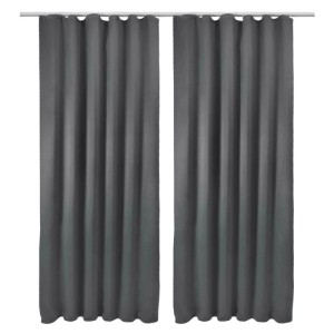 2er-Set Beautissu Amelie Blackout Vorhänge, 140x245cm, anthrazit, mit Kräuselband.