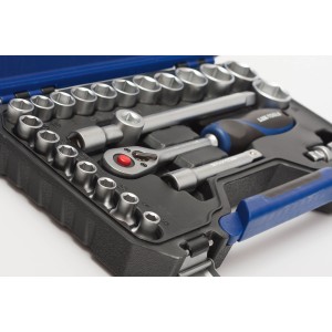 LUX Steckschlüsselsatz Comfort, 32-teilig mit Ratschen und Nüssen im Koffer.