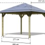 Karibu 4-Eck-Pavillon Bever 2 aus Holz, kesseldruckimprägniert, mit Maßangaben.