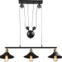 Schwarze Globo Pendelleuchte LENIUS mit drei Lampenschirmen und Höhenverstellung.