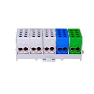 5-polige Hauptleitungsklemme 25 mm, Verteilerklemme mit farbigen Anschlüssen zur Schnellmontage.