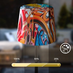 Brilo Akku Tischleuchte Piha Touch Dimmbar 26 cm Graffiti Motiv