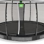 Schwarzes EXIT Allure Premium Bodentrampolin Ø 427 cm mit Sicherheitsnetz.