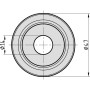 Technische Zeichnung der runden Basi Abdeckrosette aus Messing für Türspione, Ø47mm außen, Ø14mm innen.