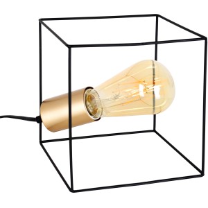 Näve Tischleuchte Canto, 16 cm, Design-Tischlampe mit goldenem Sockel und schwarzem Rahmen.
