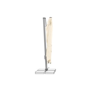 Suncomfort Ampelschirm, 300 cm, Ecru, mit Dreh- und Neigungsfunktion, geschlossen.