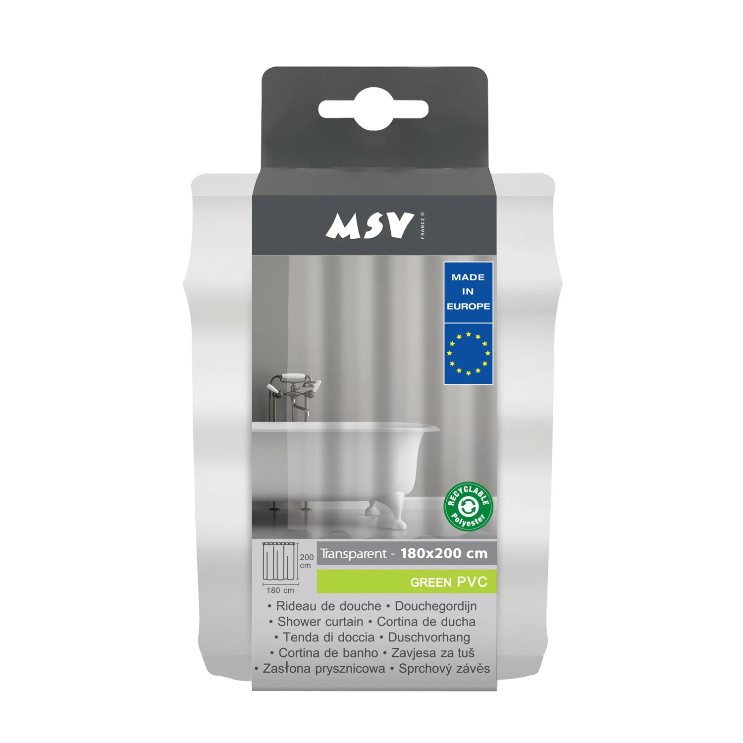 MSV Duschvorhang In Silber-Optik, 180x200 Cm – Stylischer Spritzschutz Für Dein Bad