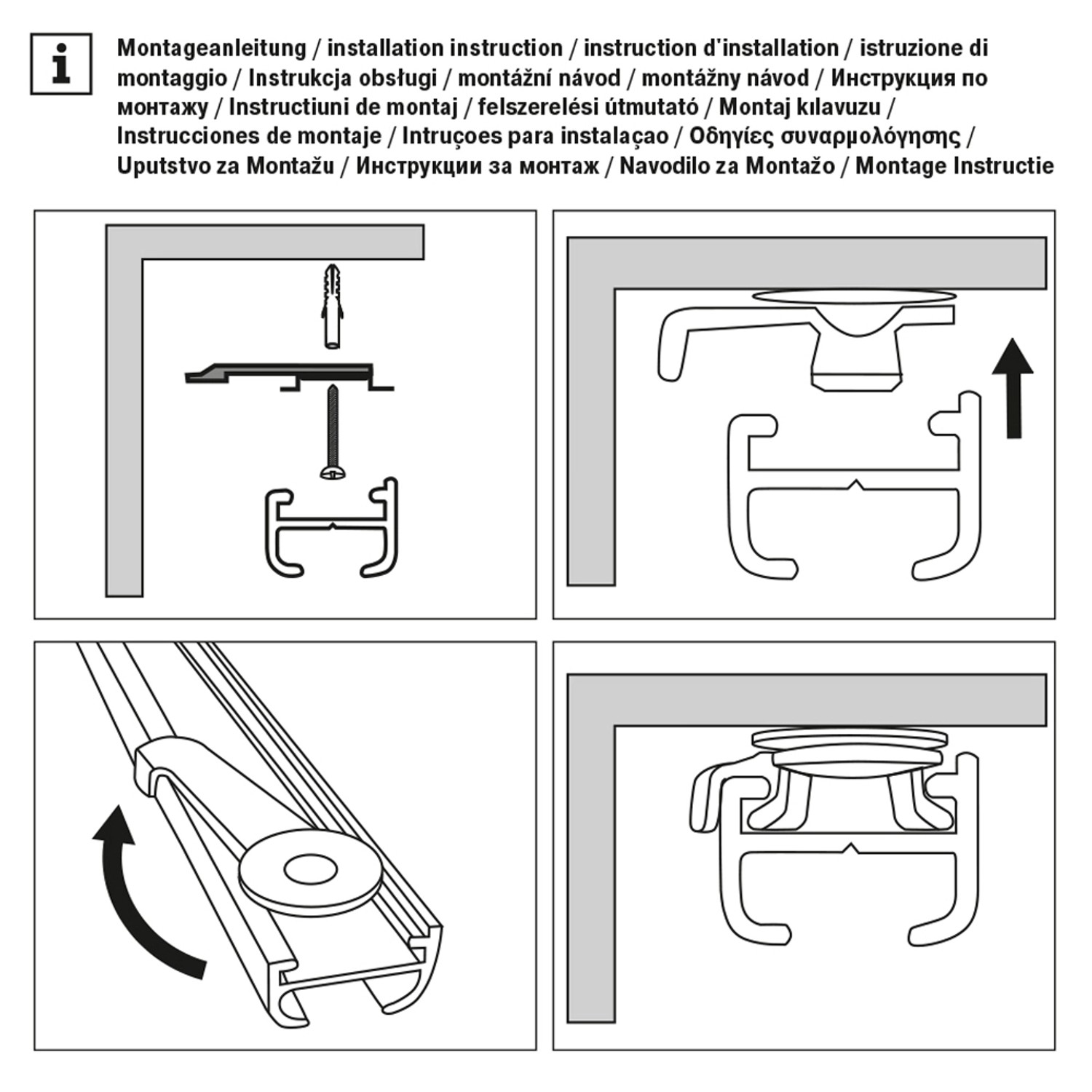 Montageanleitung für Gardinia Aluminiumschiene, weiße Vorhangschiene, 120 cm.