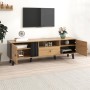 okwish TV Schrank mit Schubladen Stauraum Holzdesign 170x40x50.5cm Natur Schwarz_2