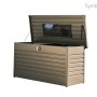 Biohort FreizeitBox 100 aus Stahlblech in Bronze-Metallic, offen, mit Netz im Deckel. Praktische Universalbox.