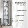 Glasboden-Erweiterungsset für Vitrine, 4 ESG-Glasböden mit Bodenträgern zur flexiblen Gestaltung.