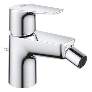 Grohe QuickFix Start Edge Bidetarmatur mit Zugstange und glänzender Oberfläche.