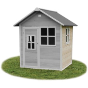 EXIT Loft 100 Holzspielhaus in Natur mit Tür, Fenster und wasserdichtem Dach.