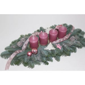 Adventsgesteck mit 4 Kerze 55 cm Altrosa