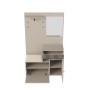 okwish Garderoben Set mit Spiegel Polsterkissen Flur 110x37x185cm Beige_10