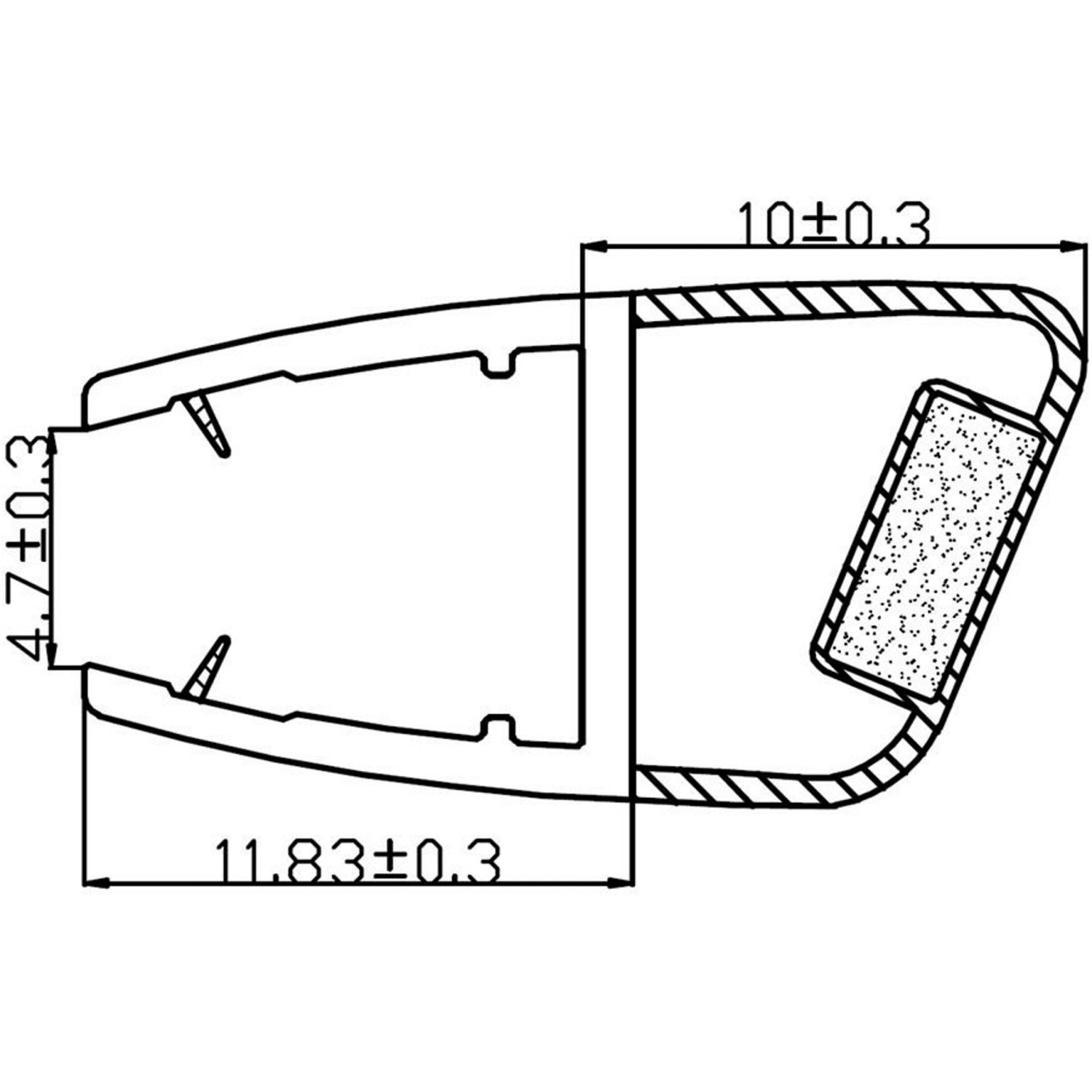 Technische Zeichnung einer Magnetdichtung für Rundduschen (2er-Set) mit 5 mm Glasstärke und Maßangaben.
