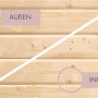 Detailansicht Woodfeeling Sauna Antonia: Holzstruktur außen und innen.