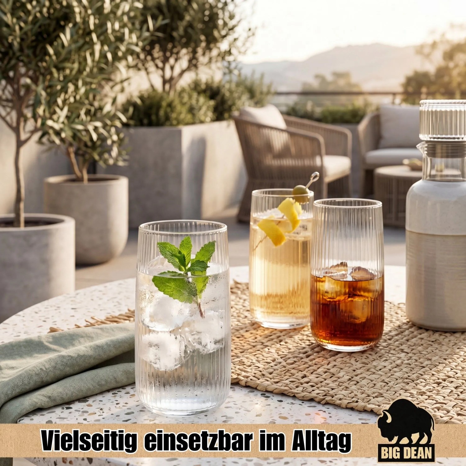 BigDean 6Er Set Geriffelte Gläser Trinkgläser 509 Ml Wassergläser Spülmaschinenfest Made In Europe kaufen bei OBI