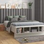 Bett mit dunkelgrauem Wandkissen Rechteck 15x60 cm Struktur als Kopfteil. Dekor-Paneel für Schlafzimmer.