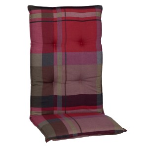 Beo Hochlehner Auflage Brasov, 120x50x6 cm, rot kariert, für Gartenstuhl.