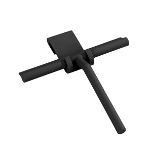 Schwarzer Wenko Badezimmerwischer Mola aus Silikon und Edelstahl für Bad und Dusche.