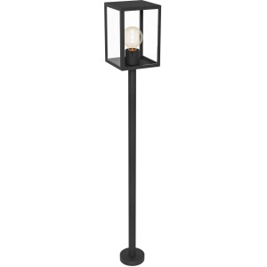 Schwarze Eglo Außenleuchte Alamonte 1, eine moderne Wegeleuchte aus Stahl und Glas.