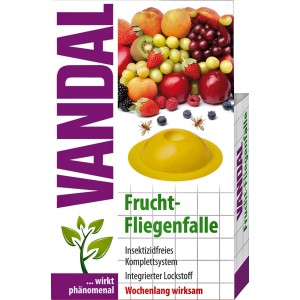 Vandal Fruchtfliegenfalle: Gelbe Falle mit Früchten, zur Bekämpfung von Fruchtfliegen.