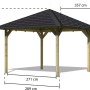 Karibu Pavillon Bever 2 Set mit schwarzen Schindeln, 289x289x297 cm.