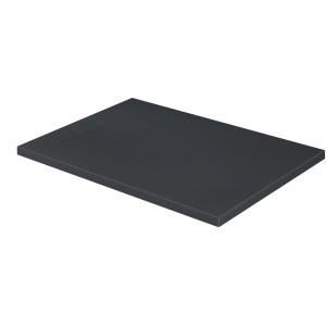 Rechteckige, anthrazitfarbene Duravit Duschwanne Stonetto, 140x100 cm, aus DuraSolid Q mit Steinoptik.