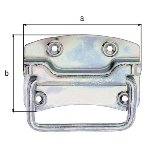 Alberts Kistengriff, dickschichtpassiviert, 104x80mm, Stahl, mit Schraublöchern für sichere Befestigung.