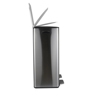 Spirella Aliya Kosmetikeimer, 2x30L, Stahl gebürstet, mit zwei Fächern und Pedalöffnung.