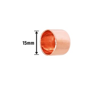 Kappe für Lötfitting, Kupfer, Ø 15 mm zum Verschließen von Rohren.