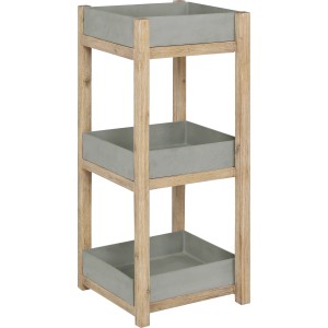 Pflanzregal Mageve mit 3 Ablagen aus Holz und Stein, 39x39x96 cm, für Gartendekoration.