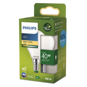 Philips LED-Lampe E14 Tropfenform, 2,3W, warmweiß, in Verpackung.