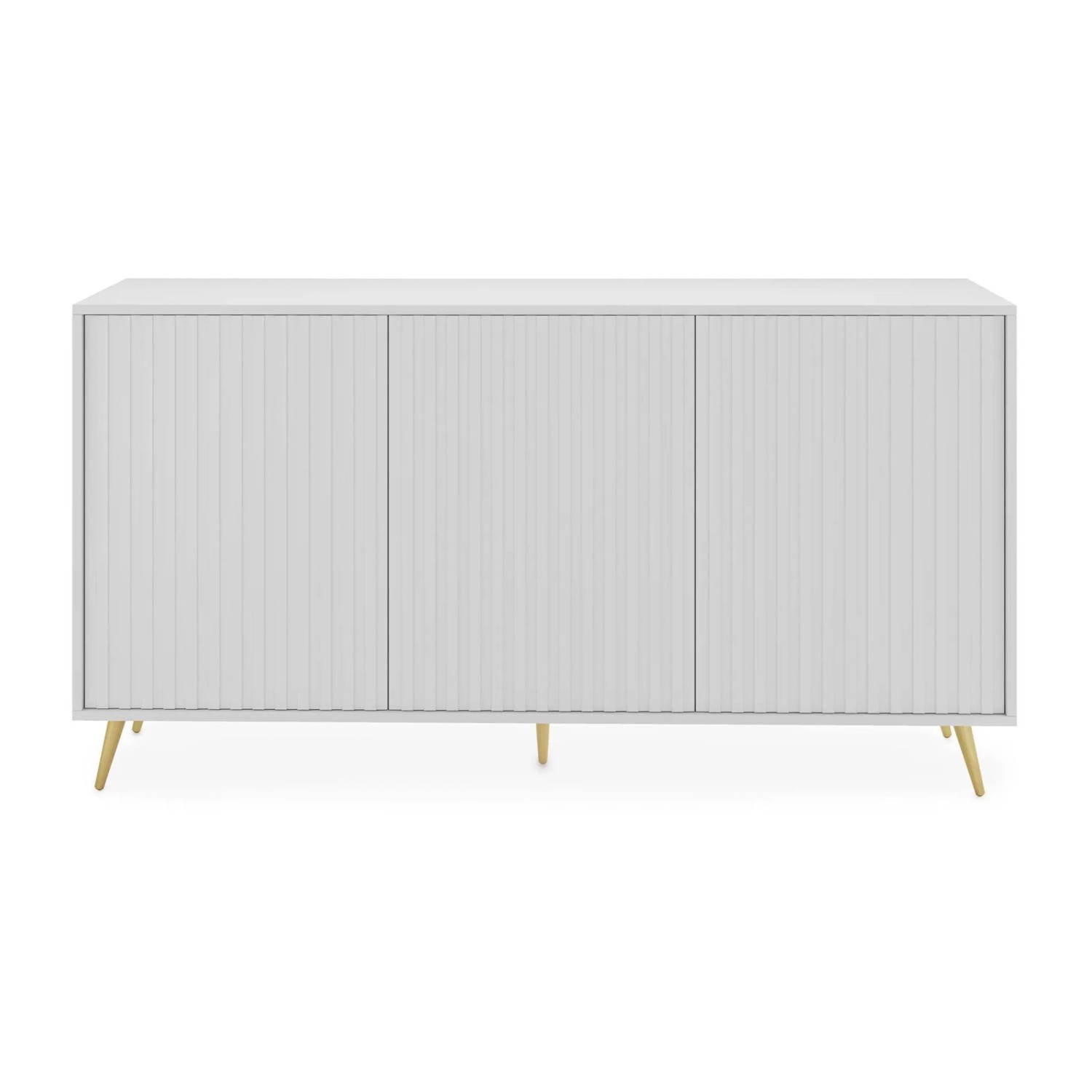 Selsey Sideboard Bello mit Lamellenfronten 154 cm Weiß mit Goldenen Beinen_6