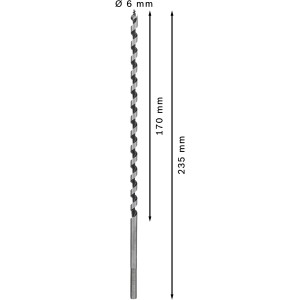 Bosch Holzschlangenbohrer, 6 mm x 235 mm, für präzise Bohrungen in Holz.