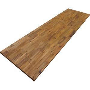 Massivholz Arbeitsplatte Akazie Teak Optik, 240x63,5x2,7cm, für Küche & Werkstatt