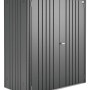 Biohort Geräteschrank Gr. 150, dunkelgrau-metallic, mit Doppeltür und Zylinderschloss.