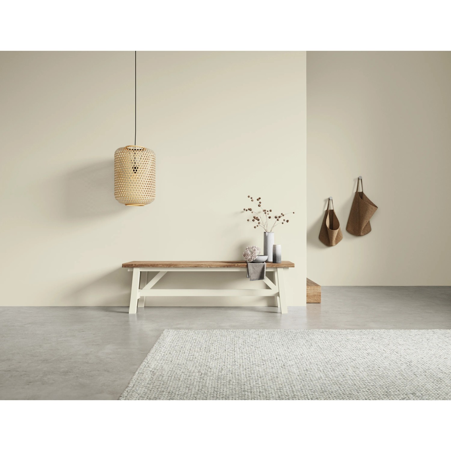 Raumgestaltung mit Schöner Wohnen Kreidefarbe Windstille, pudermatte Wandfarbe im Wohnzimmer.