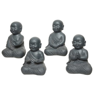 Anthrazitfarbene Buddha Deko-Figuren, 4-fach sortiert, 35 cm, für Garten & Innenbereich.