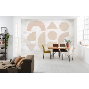 Komar Vlies Fototapete Impasto, abstrakte Formen in Beige und Rosa, 400x280 cm.