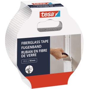 Tesa Fugenband 20m x 50mm, Glasfaser-Gewebeband zum Ausbessern von Trockenbauwänden.