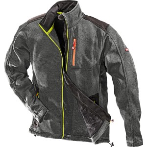 Grau-schwarze Bullstar Softshell-Strickfleecejacke Ultra in Größe XL mit Reißverschluss und Taschen.