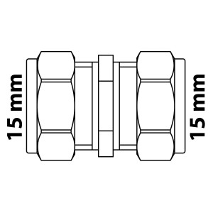 Kirchhoff Verbindungsstück, 15 mm Klemmfitting für CU-Rohr, blank, zur Verbindung von Kupferrohren.