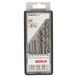 Bosch Holzspiralbohrer-Set Robust Line, 7-teilig (2-8 mm) mit Sechskantschaft in Kunststoffbox.